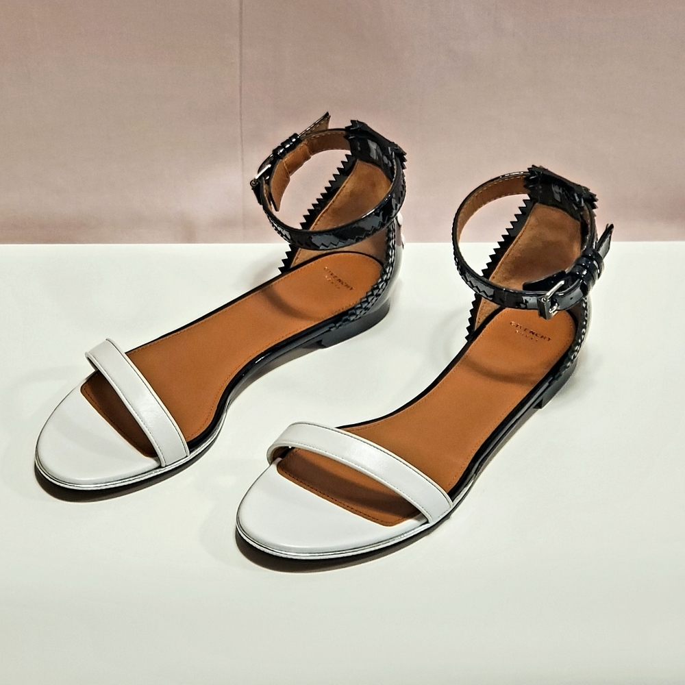 Women’s White and Black Ankle-Strap Sandals